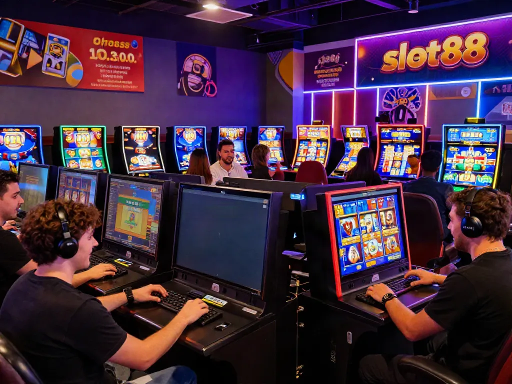 Exciting gaming scene showcasing players enjoying slot88 in a vibrant online casino.