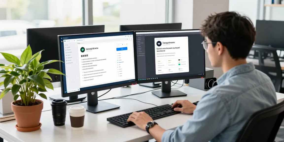 Adjusting Telegram Chinese settings in a modern workspace with dual monitors.